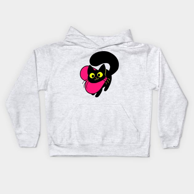 Kitty in a heart shirt Kids Hoodie by Angsty-angst